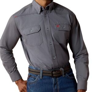 Ariat-3X-Gray-featherlight, long sleeve,flame resistant Casual Button Down Shirt